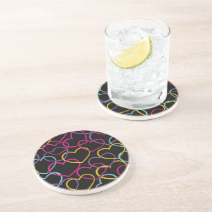 Valentine Pattern with Colour Hearts Coaster