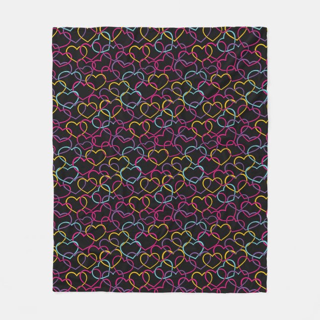 Valentine Pattern with Colour Hearts Fleece Blanket (Front)