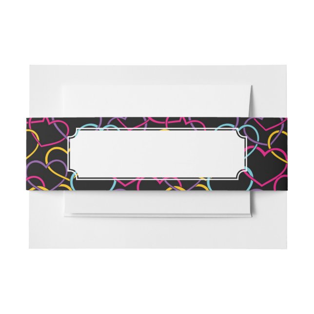 Valentine Pattern with Colour Hearts Invitation Belly Band (Front Example)