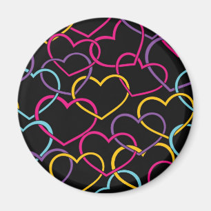 Valentine Pattern with Colour Hearts Magnet