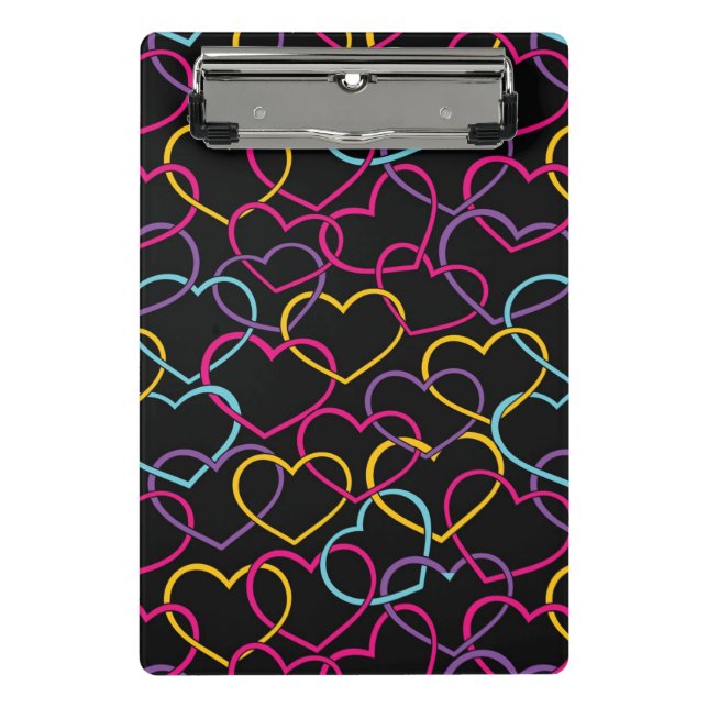 Valentine Pattern with Colour Hearts Mini Clipboard (Front)