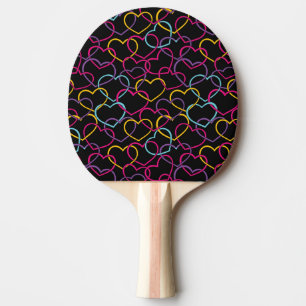 Valentine Pattern with Colour Hearts Ping Pong Paddle