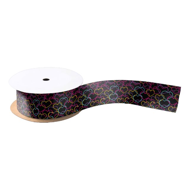 Valentine Pattern with Colour Hearts Satin Ribbon (Spool)