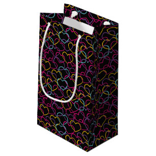 Valentine Pattern with Colour Hearts Small Gift Bag