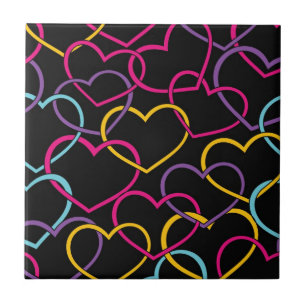 Valentine Pattern with Colour Hearts Tile
