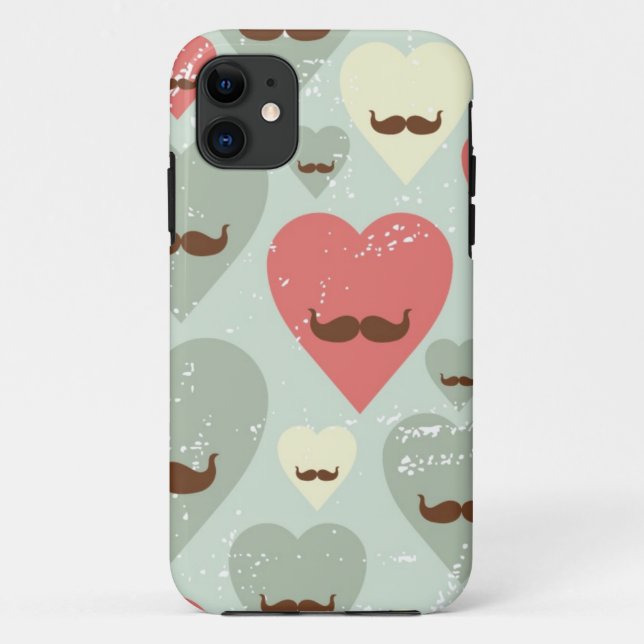 Valentine pattern with heart and moustache Case-Mate iPhone case (Back)