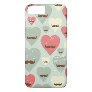Valentine pattern with heart and moustache iPhone 8 plus/7 plus case