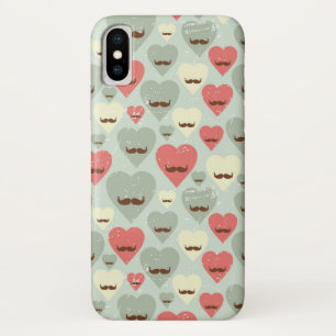 Valentine pattern with heart and moustache Case-Mate iPhone case