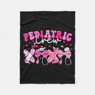 Valentine Pediatric Crew Xoxo Nurse Coquette Bow P Fleece Blanket