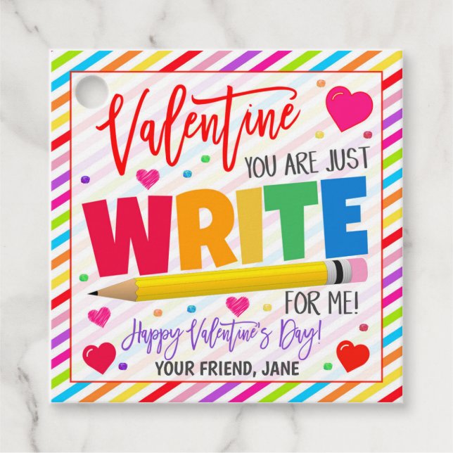 Valentine Pencil Gift Tag (Front)