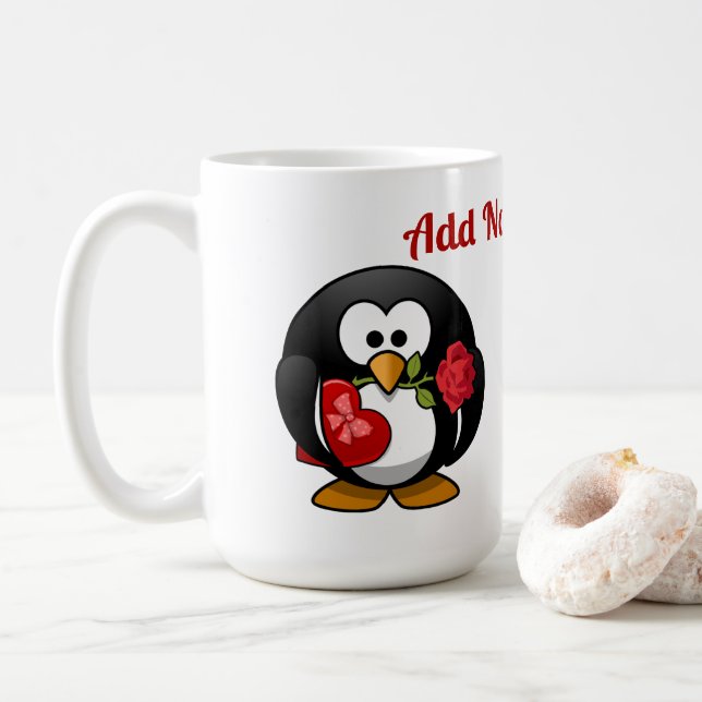 Valentine Penguin  Coffee Mug (With Donut)