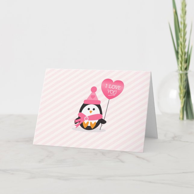 Valentine Penguin Holiday Card (Front)