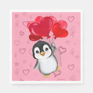 Valentine Penguin Napkin