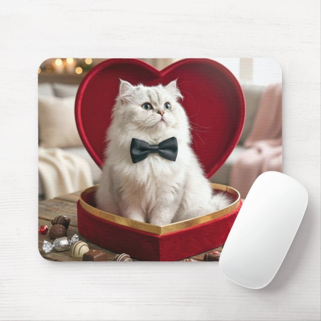 Valentine Persian Cat In Candy Box Mouse Pad (With Mouse)