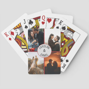 Valentine personalised photo collage and names playing cards
