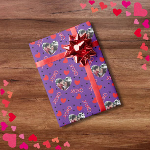 Valentine personalised photo love heart xoxo wrapping paper