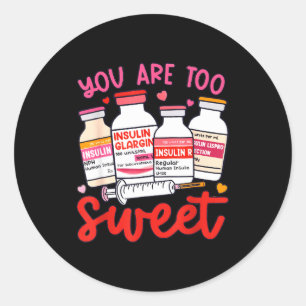 Valentine Pharmacist Diabetic Nurse Insulin Diabet Classic Round Sticker