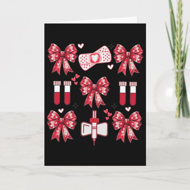 Valentine Phlebotomy Coquette Bow Phlebotomist But Card (Front)