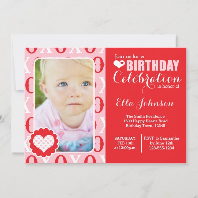 Valentine Photo Birthday Party Invitation (Front)
