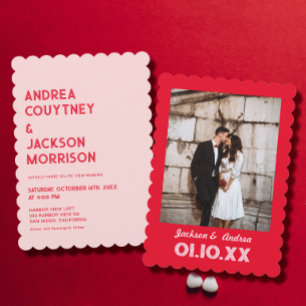 Valentine Photo Red and Pink Wedding  Invitation