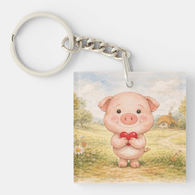 Valentine Pig Key Ring (Front)