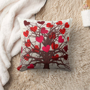 Valentine pink and red heart tree couch cushion