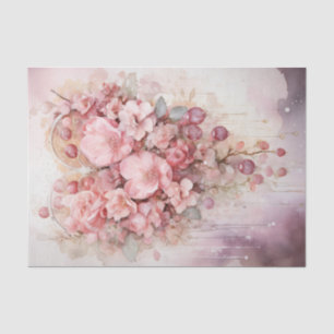 Valentine Pink and Red Hearts Flowers Bouquet Tissue Paper