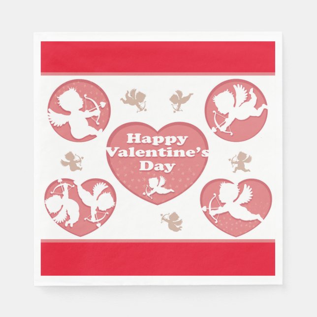 Valentine Pink Cupids  Napkin (Front)