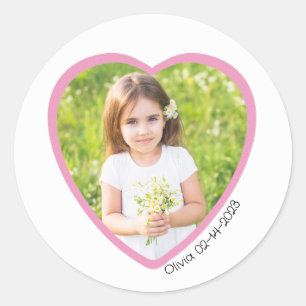 Valentine Pink Heart Shaped Photo Sticker