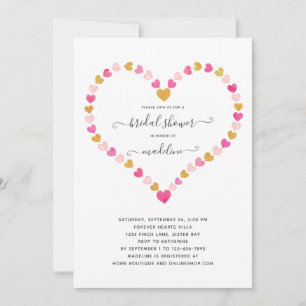 Valentine Pink Heart Sweetheart Bridal Shower Invitation