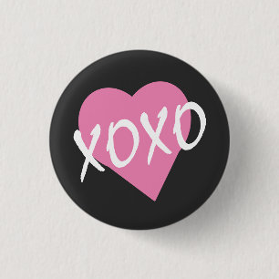 Valentine Pink Heart XOXO 3 Cm Round Badge