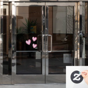 Valentine Pink Hearts Accent Window Cling 12x12