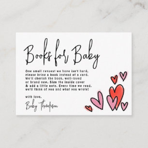 Valentine Pink Hearts Books for Baby Shower Enclosure Card