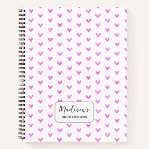 Valentine Pink Hearts Personalised Notebook