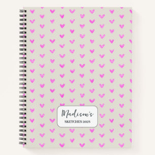 Valentine Pink Hearts Personalised Notebook