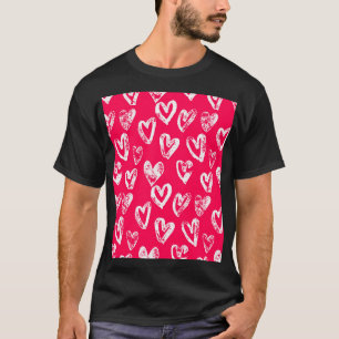 Valentine Pink Hearts: Sketch Background T-Shirt