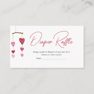 Valentine Pink Red Heart Baby Shower Diaper Raffle Enclosure Card