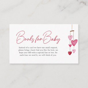Valentine Pink Red Heart Books for Baby Enclosure Card