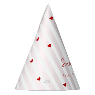 Valentine Pink Red Hearts Little Sweetheart  Party Hat