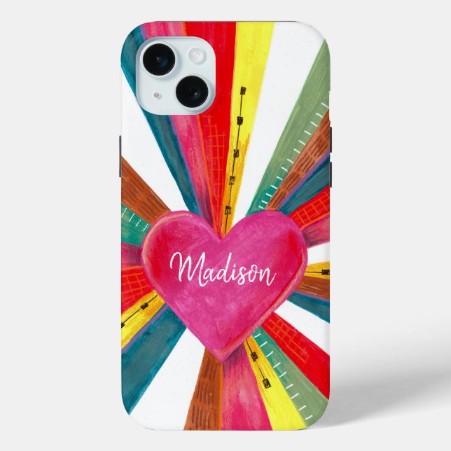 Valentine pink sun sunshine rainbow retro heart  Case-Mate iPhone case (Back)
