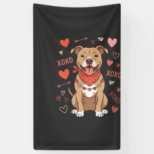 Valentine Pitbull Dog XOXO Love Design Banner