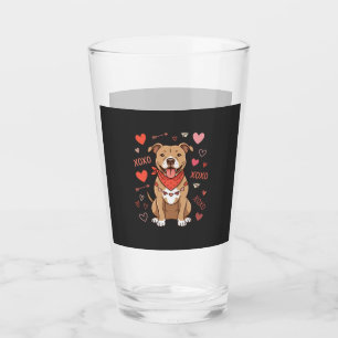 Valentine Pitbull Dog XOXO Love Design Glass