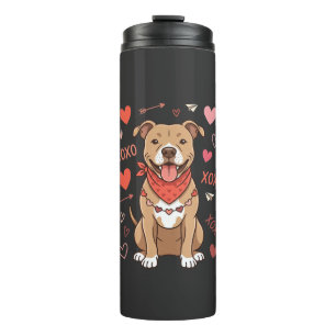 Valentine Pitbull Dog XOXO Love Design Thermal Tumbler