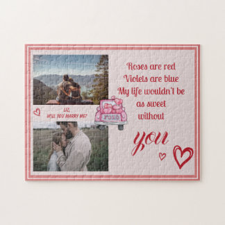 Valentine Poem Marriage Proposal XO Heart Photo Jigsaw Puzzle