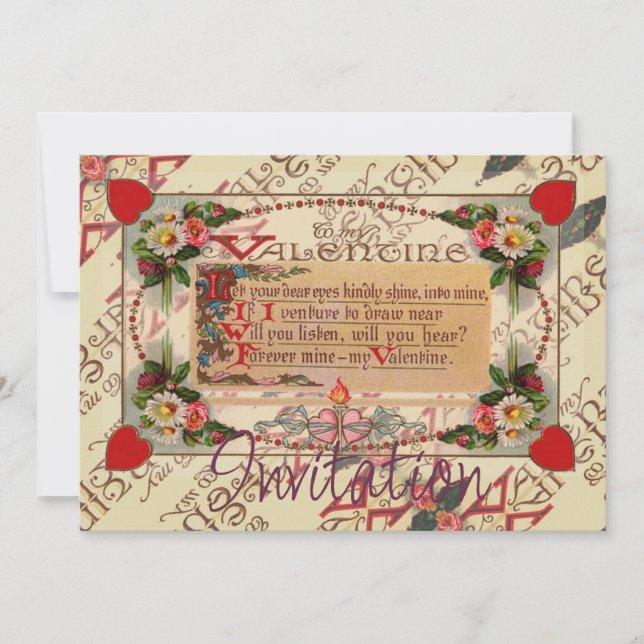 Valentine Poem With Flowers Invitation (Front)