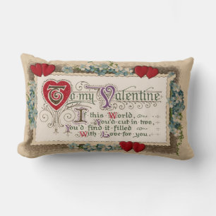 Valentine Poem With Hearts  Lumbar Cushion