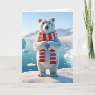 Valentine Polar Bear With Paws Forming a Heart Card