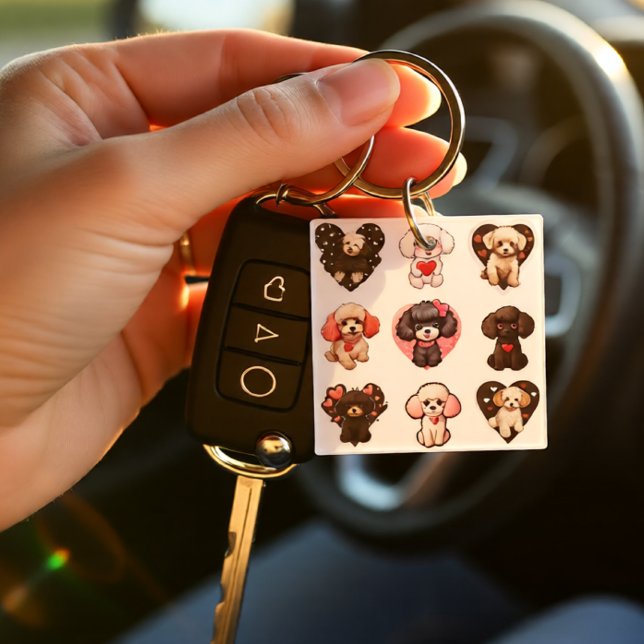 Valentine Poodle Dog Cute Heart Pattern Dog Lover  Key Ring (Valentine Poodle Dog Cute Heart Pattern Dog Lover Keychain)