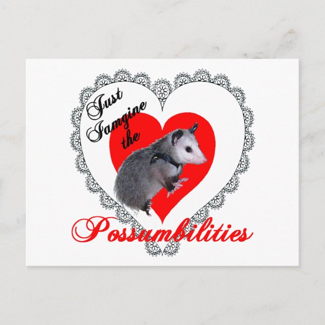 Valentine Possum Holiday Postcard (Front)