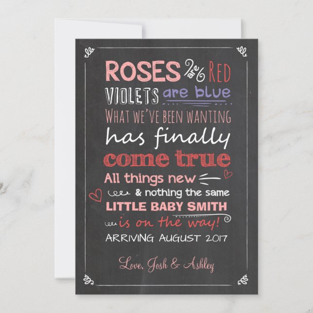 Valentine Pregnancy Announcement Card Expecting (Front)